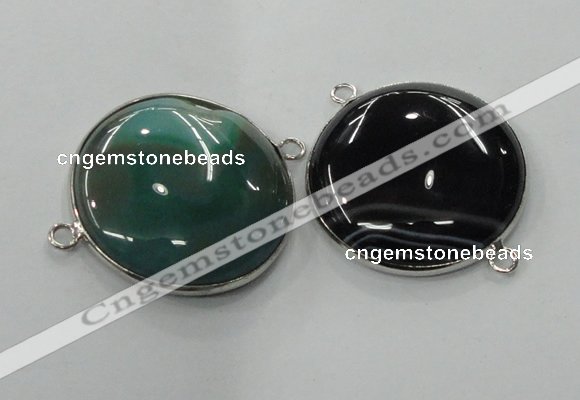 NGC79 30mm flat round agate gemstone connectors wholesale