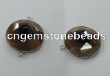 NGC82 31mm flat round agate gemstone connectors wholesale