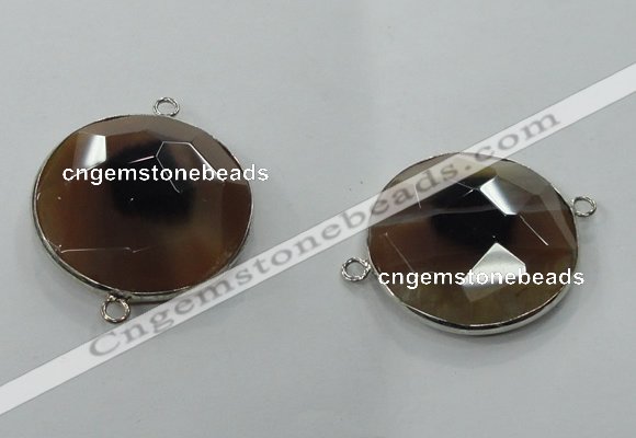 NGC82 31mm flat round agate gemstone connectors wholesale