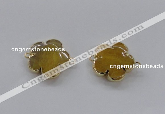 NGC851 28mm - 30mm flower agate gemstone connectors wholesale