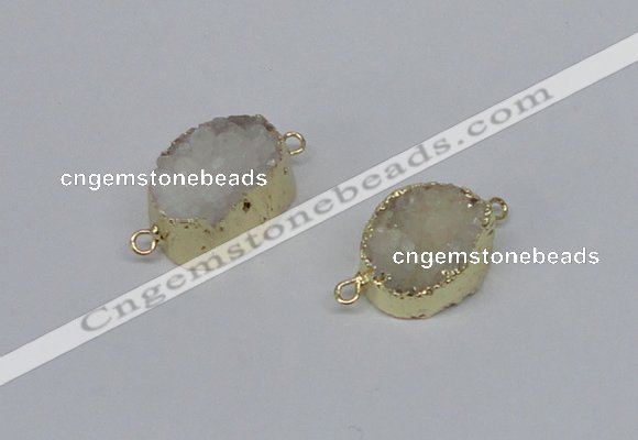 NGC858 15*20mm oval druzy agate gemstone connectors wholesale