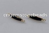 NGC859 8*30mm trihedron black agate connectors wholesale