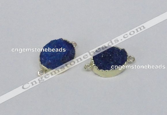 NGC864 15*20mm oval druzy agate gemstone connectors wholesale