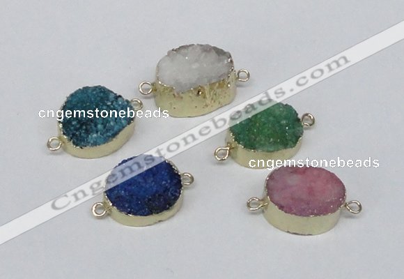 NGC865 15*20mm oval druzy agate gemstone connectors wholesale