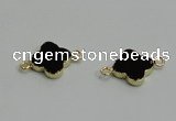 NGC870 18mm flower black agate gemstone connectors wholesale