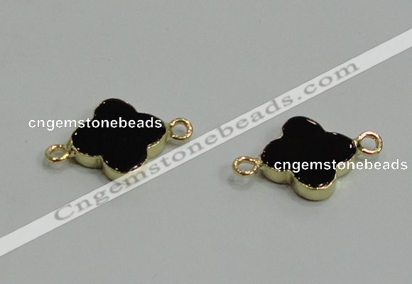 NGC870 18mm flower black agate gemstone connectors wholesale