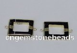 NGC872 30*40mm rectangle black agate gemstone connectors wholesale