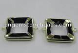 NGC885 35*35mm square black agate connectors wholesale