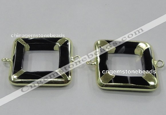 NGC885 35*35mm square black agate connectors wholesale