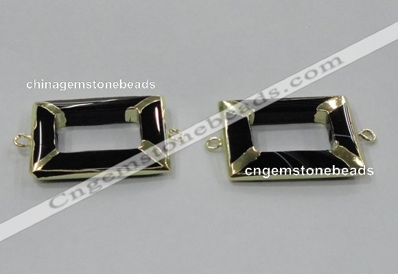 NGC886 30*40mm rectangle black agate connectors wholesale