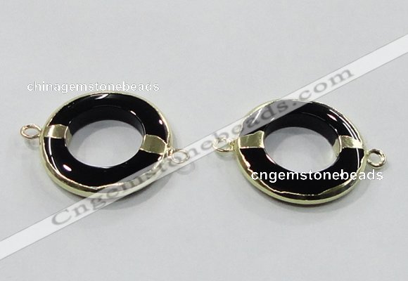 NGC887 30mm donut black agate connectors wholesale