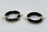 NGC888 30*40mm oval black agate connectors wholesale