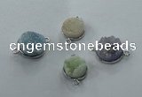 NGC89 12mm - 16mm flat round druzy agate connectors wholesale