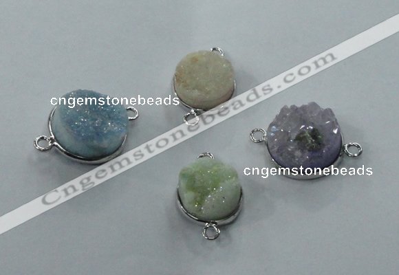 NGC89 12mm - 16mm flat round druzy agate connectors wholesale