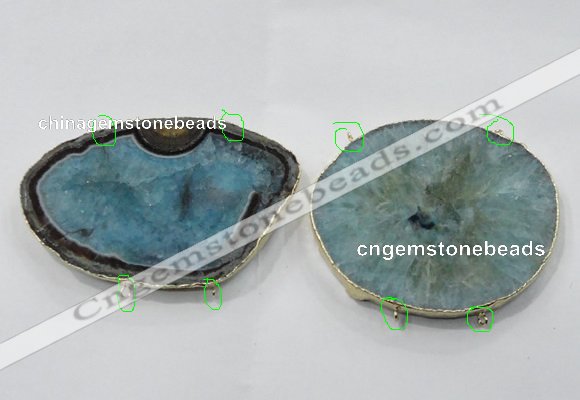 NGC906 60*70mm - 75*85mm freeform druzy agate connectors