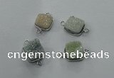 NGC92 12*12mm square druzy agate connectors wholesale