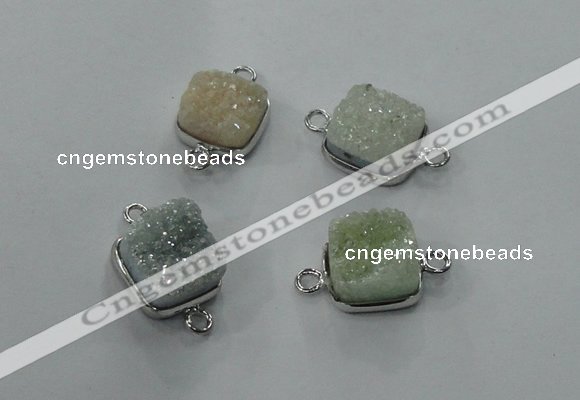 NGC92 12*12mm square druzy agate connectors wholesale