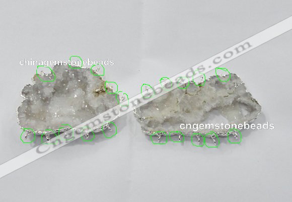NGC930 45*65mm - 70*90mm freeform druzy agate connectors