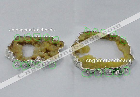 NGC931 45*65mm - 70*90mm freeform druzy agate connectors