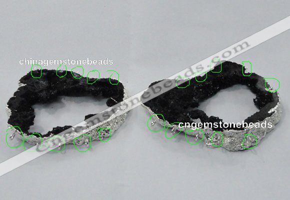 NGC932 45*65mm - 70*90mm freeform druzy agate connectors