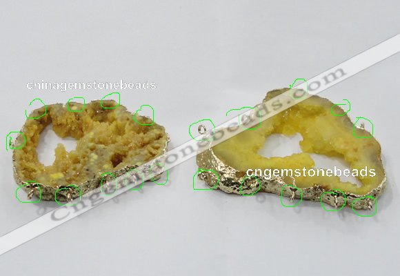 NGC942 45*65mm - 70*90mm freeform druzy agate connectors