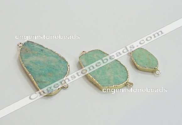 NGC950 15*20mm - 25*40mm freeform amazonite gemstone connectors