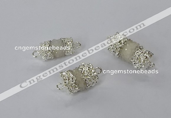 NGC957 10*14mm - 12*22mm tube druzy quartz connectors wholesale