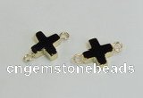 NGC987 15*15mm cross black agate gemstone connectors wholesale