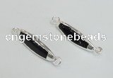 NGC988 8*30mm trihedron black agate gemstone connectors wholesale