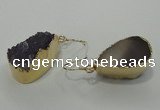 NGE04 12*25mm - 15*30mm freeform druzy amethyst earrings wholesale