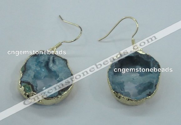 NGE07 20*25mm - 25*30mm freeform plated druzy agate earrings