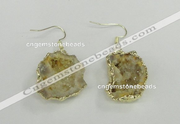 NGE101 20*25mm - 25*30mm freeform druzy agate gemstone earrings