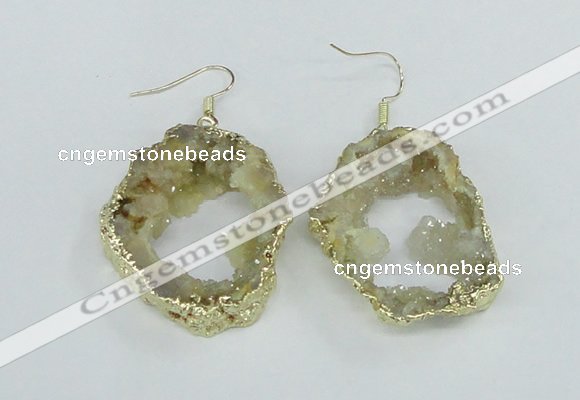 NGE103 30*35mm - 35*40mm freeform druzy agate gemstone earrings