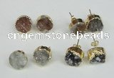 NGE106 12mm - 14mm freeform druzy agate gemstone earrings wholesale