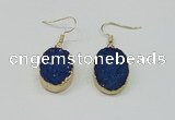 NGE111 15*20mm oval druzy agate gemstone earrings wholesale