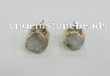 NGE114 12mm - 14mm freeform druzy quartz gemstone earrings