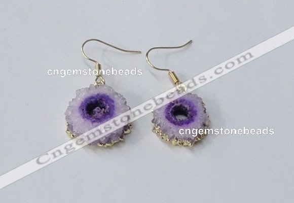 NGE122 8*12mm - 12*16mm freeform druzy agate gemstone earrings