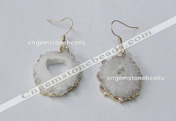 NGE128 18*20mm - 20*25mm freeform druzy agate gemstone earrings