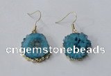 NGE132 18*20mm - 20*25mm freeform druzy agate gemstone earrings