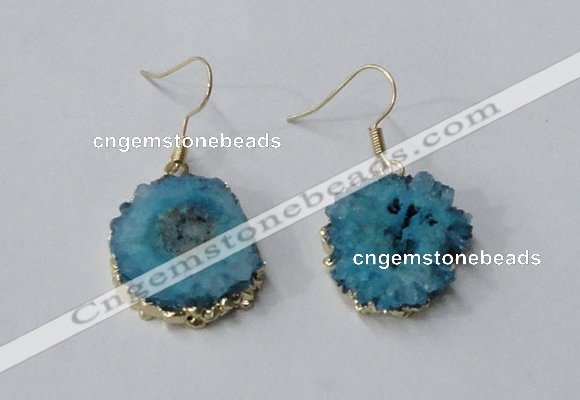 NGE132 18*20mm - 20*25mm freeform druzy agate gemstone earrings