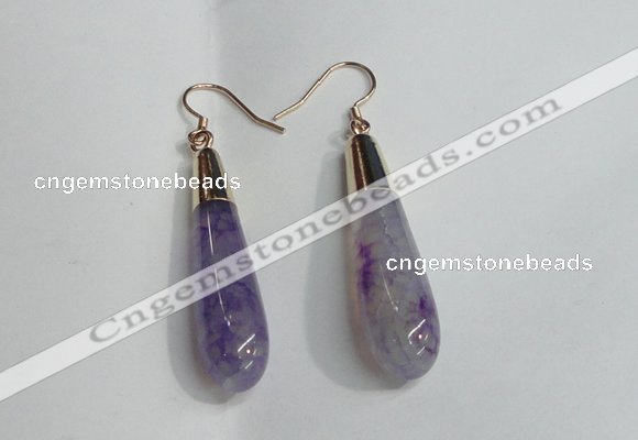 NGE14 10*40mm teardrop agate gemstone earrings wholesale