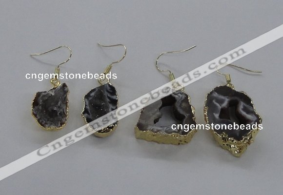 NGE146 15*20mm - 20*30mm freeform druzy agate gemstone earrings