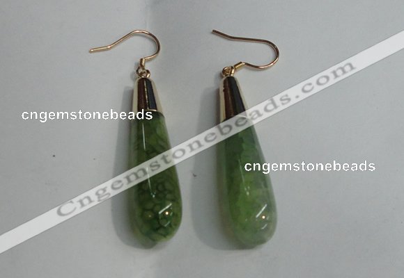 NGE16 10*40mm teardrop agate gemstone earrings wholesale