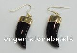 NGE161 11*28mm – 11*30mm oxhorn black agate gemstone earrings