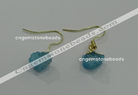 NGE173 5*8mm - 6*10mm nuggets druzy agate earrings wholesale