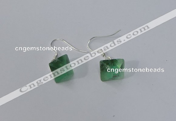 NGE176 8*10mm - 10*12mm faceted nuggets fluorite gemstone earrings