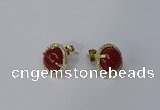 NGE178 10mm flat round agate gemstone earrings wholesale