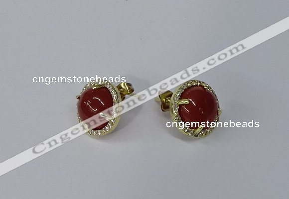 NGE178 10mm flat round agate gemstone earrings wholesale