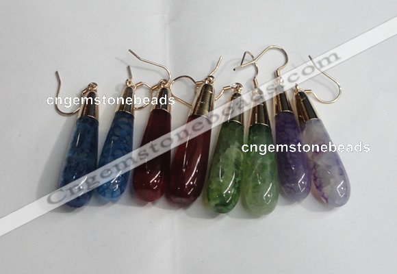 NGE18 10*40mm teardrop mixed agate gemstone earrings wholesale