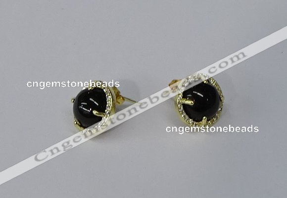 NGE181 10mm flat round agate gemstone earrings wholesale
